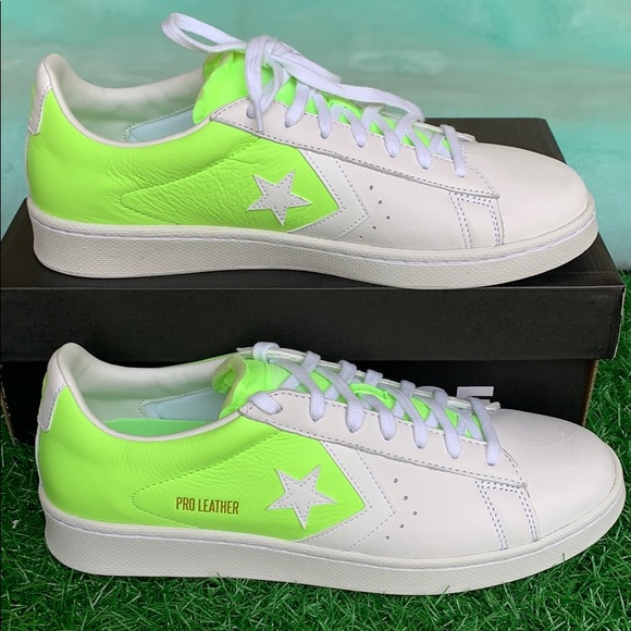 CONVERSE PRO LEATHER OX WHITE/GHOST GREEN/WHITE MN - Picture 2 of 16